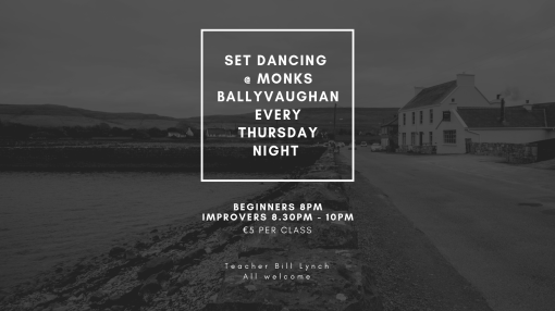 Poster advertising Set Dancing at Monks Ballyvaughan